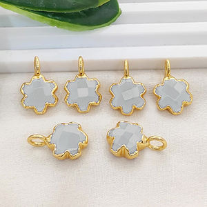 จี้รูปดาวเคลือบสีเทาจากหินแคลเซโดนี ขนาด 10 มม. รูปดาวทรงหยดน้ำ สำหรับทำเครื่องประดับจากหินแคลเซโดนีสีเทา - Product Image 1