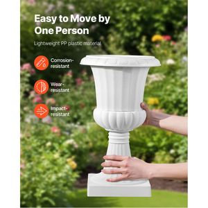 Vaso Classico Bianco in Plastica da 10 Pollici, Confezione da 2, per Interni ed Esterni, Vaso da Portico, Fioriere per Matrimoni 9.8 X 16.5 Pollici - Product Image 4