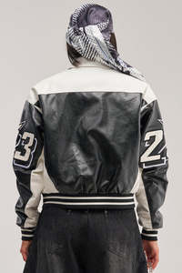 Veste de moto officielle en cuir véritable imprimé, double face, bicolore, manches longues, col rabattable, fermeture éclair - Product Image 4