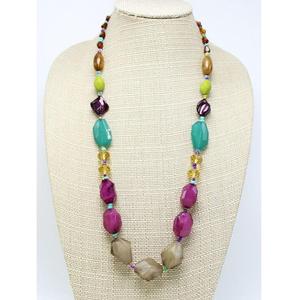 Collier multicolore en résine perlée, bijou rond tendance, accessoire de mode pour mariage - Product Image 6