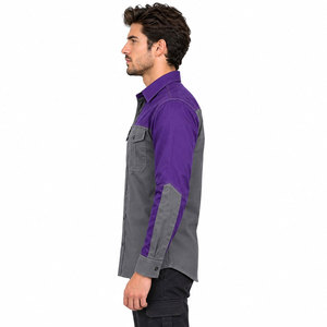 เสื้อเชิ้ตแขนยาวสำหรับงานเชื่อม ชุดทำงานนิรภัย สีพื้น ผ้า Cat-2 12cal ป้องกันไฟฟ้าสถิตและไฟไหม้ - Product Image 4