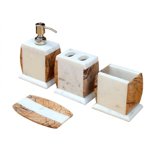 Juego de Accesorios de Baño de Mármol, Material de Porcelana y Resina, Precio Económico, Dispensador de Jabón, Portacepillos de Dientes, para Uso Doméstico - Product Image 2