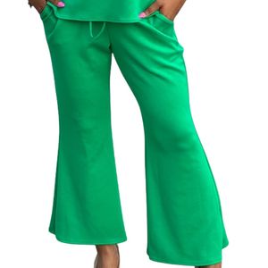 Pantalones de Verano Impermeables Ecológicos de Felpa Recta Green Luxe para Mujer, Pantalones Casuales de Moda, Conjunto Elegante de Dos Piezas - Product Image 3