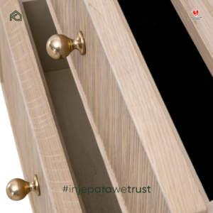 Table de chevet classique américaine en bois massif à 2 tiroirs avec poignées en laiton, meubles de chambre à coucher de luxe - Product Image 5