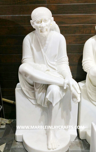 Carved White Marble Sai Baba Idols Handmade With Smooth And Glossy Surface For Office Decor In Best Reasonable Price For Buyer - Product Image 4