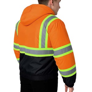 Reflective <b>Safety</b> Jacket L Size Class 3 Waterproof Polyester Winter Coat High Visibility Yellow Black <b>Roadway</b> Use - Product Image 3
