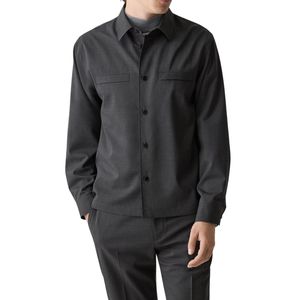 เสื้อเชิ้ตผู้ชายทรงปกติ แขนยาว ติดกระดุม สไตล์ลำลอง ผ้าโพลีเอสเตอร์/คอตตอน ระบายอากาศได้ดี สีตามสั่ง ขายส่ง มีตัวอย่างฟรี - Product Image 1