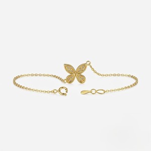 Pulsera de Moissanita con Forma de Mariposa, Chapada en Oro Amarillo de 18K, Corte Brillante Redondo, Cadena de Eslabones, Joyería Linda para Uso Diario para Mujer - Product Image 3