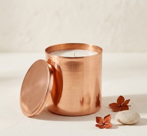 Luxury Handcrafted Polish Brass Candle <b>Jar</b> With Lid Premium Wholesale Gold Metal Candle Vessel For Private <b>Label</b> Scented Candle - Product Image 5
