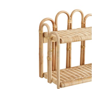 Natural Eco Wicker Rattan <b>Wall</b>-<b>Mounted</b> <b>Shelf</b> for Kids Playroom Rainbow Arch Handmade 2-Tier Floating Book <b>Shelf</b> Nursery Room - Product Image 4