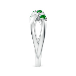 14k Gold 3mm Round Cut Emerald Gemstone & Pave Diamond Crossover Shank <b>Ring</b> Trendy Top Selling Bridal Engagement <b>Ring</b> Wholesale - Product Image 5