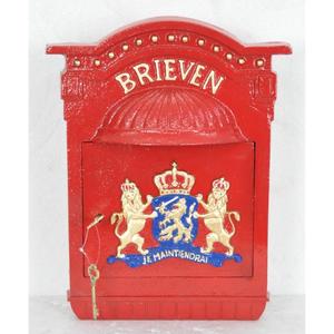 Boîte aux lettres décorative rouge, faite à la main, style antique, pour accessoires de maison, fixation murale, pas cher. - Product Image 5