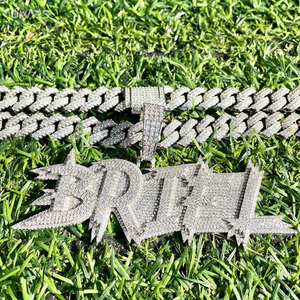 Luxury VVS Moissanite Brilliant Cut Iced Hip Hop Jewelry <b>Initial</b> Letter 925 Sterling <b>Silver</b> Rhodium Plated Custom Charms <b>Pendant</b> - Product Image 4