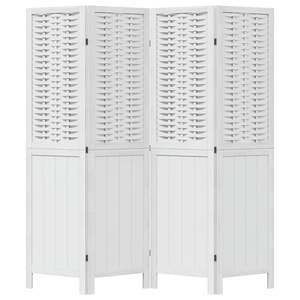 ฉากกั้นห้องไม้เพาโลเนียสีขาวล้วน 4 บาน - Product Image 2