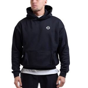 Custom 350-450 GSM Logo Blank Print Embroidery Oversize Heavy Thick No Drawstings Men Black <b>Hoodies</b> <b>Gym</b> Streetwear Manufacturer - Product Image 3