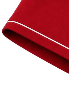Camiseta Roja Personalizada para Mujer, Cuello en V, Ribete en Contraste, Manga Corta, Bolsillo, Suave, Transpirable, Informal, Verano, Ajuste Cómodo - Product Image 5