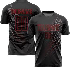 Uniforme de Fútbol Personalizado, Conjunto de Camiseta con Degradado Rojo y Negro, Nombre y Número Personalizados, Transpirable, de Secado Rápido, para Equipos - Product Image 4