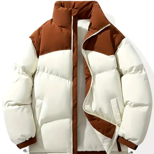 Men's <b>Reversible</b> Down Puffer Jacket Solid Color Stand Collar Zipper Closure Casual Winter <b>Coat</b> Thick Regular Fit - Product Image 2