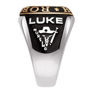 Anillo de Clase de Plata de Ley 925 con Corte Cojín y Piedra de Nacimiento de Doble Fila para Hombre, Anillo de Graduación Personalizado para Escuela Secundaria o Universidad, Regalo - Product Image 3