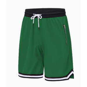 Shorts de basket-ball pour hommes brodés sur mesure avec poches zippées, cordon de serrage, tissu en maille épaisse, shorts de sport - Product Image 4
