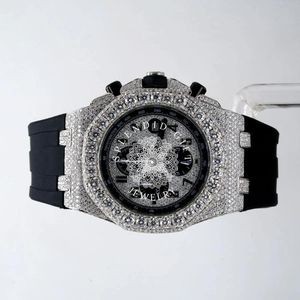 Splendid Gift Jewelry Luxury Diamond <b>Watch</b> Sapphire <b>Crystal</b> Dial ETA Quartz Movement 28mm Case Silver Moissanite Band Men's 10m - Product Image 1
