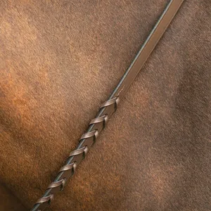 Bridon en cuir orange et noir, réglable, cousu, personnalisé, équipement d'équitation de marque avec emballage sur mesure - Product Image 6