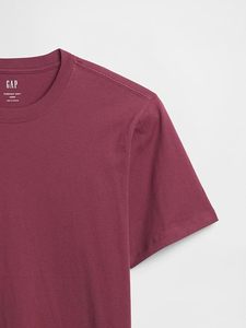Camiseta roja de manga corta con cuello redondo de algodón de color liso y corte regular para hombre, top informal de punto tipo jersey - Product Image 6