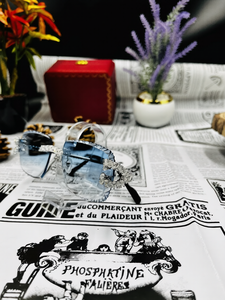 Iced Out Moissanite Diamond Sky Blue Glasses Gradient Hip Hop Bling Eyewear Rimless Statement Sunglasses For Party Wear - Product Image 6