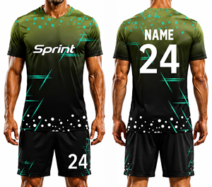 Tenue de football unisexe haut de gamme en polyester 100 % imprimé par transfert thermique, personnalisable pour club et équipe, avec logo sur mesure - Product Image 1