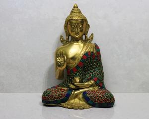 Anillo de Latón con Incrustaciones de Piedras, Decoración de Buda para Fines Religiosos y Culturales con Estilo de Bendición - Product Image 1