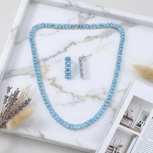 Conjunto de Collar de Topacio Azul en Plata de Ley 92.5 KLSS-40246 - Product Image 5