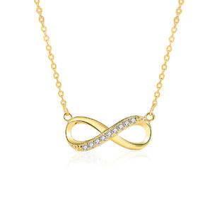 สร้อยคอจี้รูปอินฟินิตี้ AMBER JEWELS T-3010 ชุบทองคำสีกุหลาบ ประดับเพชรแบบฝัง ดีไซน์คลาสสิก สำหรับทั้งชายและหญิง สายสแตนเลส เหมาะสำหรับงานแต่งงาน - Product Image 2