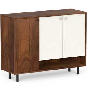 Meuble à chaussures Prorage en bois d'ingénierie à 2 portes, design autoportant peu encombrant pour pantoufles et chaussures - Product Image 1