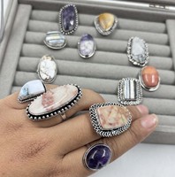 Bagues tendance en laiton de haute qualité Lusterelics, serties de pierres précieuses naturelles, monture closée, plaqué argent 925, vente en gros