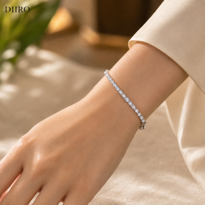 925 Sterling <b>Silver</b> Chain Round Brilliant Cut Diamond Moissanite Tennis <b>Bracelet</b> Women's GRA Certified Trendy - Product Image 4