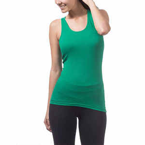 Women Green Scoop Neck Tank <b>Top</b> Knitted 100% Cotton Breathable Eco-Friendly Casual Solid Color Long Front Logo - Product Image 3