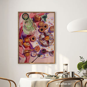 Impresiones en Lienzo Coloridas para Comedor, Pintura de Natureza Muerta de Repostería, Postre Impresionista, Comida Maximalista, Decoración de Pared de Panadería Gourmet - Product Image 3