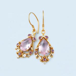 ต่างหูควอตซ์สีชมพูเครื่องประดับสตรีเกรดสูงเครื่องประดับ2024ต่างหูผู้หญิงต่างหูขาย - Product Image 3