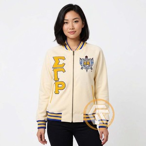 Chaqueta Universitaria Personalizada de Satén Bordado Sigma Gamma Rho, Acolchada, de Alta Calidad, Transpirable, Impermeable y Resistente al Viento para Otoño - Product Image 2