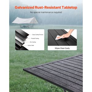 Tavolo da pranzo esterno da 37 pollici con Patio quadrato per tutte le stagioni grande in metallo acciaio per mobili da giardino per giardino con prato tavoli da bistrot neri - Product Image 3