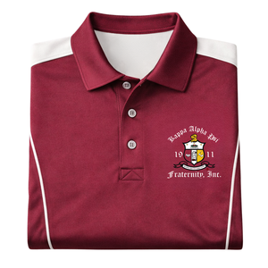 Polo DriFit Kappa Alpha Psi avec armoiries, vêtements de fraternité grecque Krimson and Kream, coupe athlétique et confort tout au long de la journée - Product Image 6