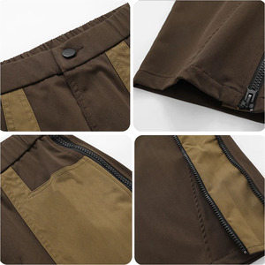 Custom Men's Two Tone <b>Cargo</b> Pants Hip Hop Streetwear Side Zipper Straight Leg Techwear Trousers Tactical Multi Pocket Pants - Product Image 4