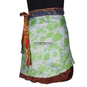 New <b>Gypsy</b> Hippie Boho Indian Retro Paisley Silk Casual Wrap Short <b>Skirt</b> Vintage Sexy Mini Sari <b>Skirt</b> Casual Summer Beachwear - Product Image 2
