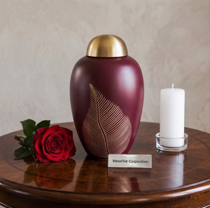 Premium Maroon Brass Cremation Urn Large Adult Funeral Ashes Jar Secured Threaded Lid Handmade Memorial Urns Factory Wholesale - Product Image 4