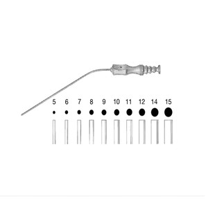 Tubos de succión manuales de metal para instrumentos dentales Fergusson, longitud de 170 mm, 180 mm o 195 mm (7-3/4 pulgadas), 5Fr a 15Fr o 1.5 mm a - Product Image 1