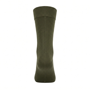 Chaussettes mi-hautes pour homme Dumela, vert olive, en spandex et polyester, tricotées, respirantes, couleur unie, logo sur le revers, décontractées, pour tous les jours, printemps - Product Image 2