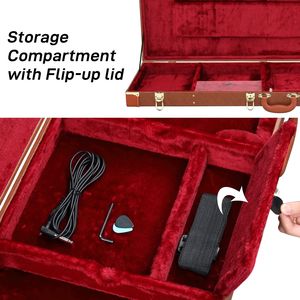 Custodia Portatile Marrone per Chitarra Elettrica, in Pelle PU Quadrata, Stile Burning Fire 170, in Legno Duro e Schiuma PC, per Basso - Product Image 4