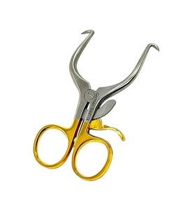 Retractor Quirúrgico Veterinario de Acero Inoxidable Autorretenible con Mecanismo de Bloqueo de Trinquete, Anillos de Dedo Chapados en Oro, Certificado CE - Product Image 3