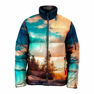 Chaqueta de plumón brillante con diseño sublimado personalizado y totalmente sublimada para unisex, corta y colorida. - Product Image 3