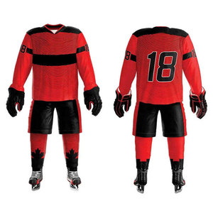 ชุดฮอกกี้น้ำแข็งพรีเมียม เสื้อฮอกกี้น้ำแข็งแบบกำหนดเอง ชุดยูนิฟอร์มฮอกกี้น้ำแข็งสำหรับผู้ชาย ระบายอากาศได้ดี แบบซับลิเมชั่น สำหรับทีมฮอกกี้มืออาชีพ - Product Image 1